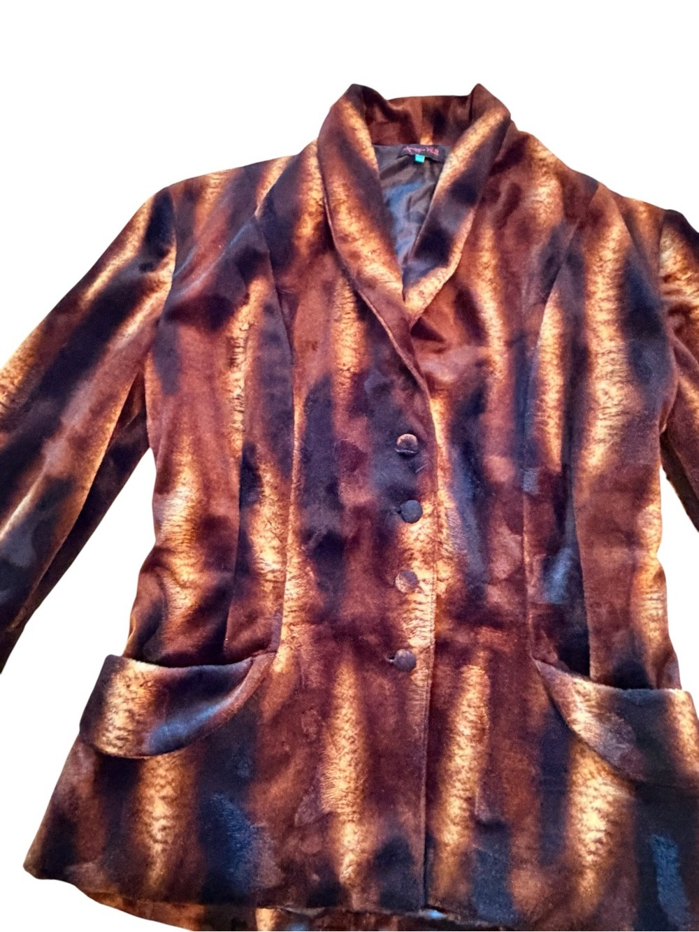 Canadian Designer Maggie Walt Shimmery and Velvet Copper-Brown Blazer